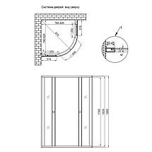 Душова кабіна Lidz Wieza SC 80x80х185 см SAT.LOW.L без піддону скло матове з принтом Linie 4 мм, фото 3
