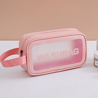 Косметичка WASHBAG напівпрозора з ручкою 22*12*8 см, Рожевий