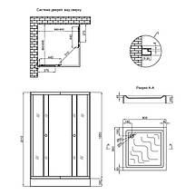Набір Lidz душова кабіна Wawel SC 90x90 SAT.LOW.GR + низький піддон Mazur скло тоноване, фото 3