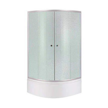 Душова кабіна Lidz Latwa SC80x80.SAT.HIGH.FR напівкругла скло Frost 4 мм + Lidz Душовий піддон KAPIELKA, фото 1