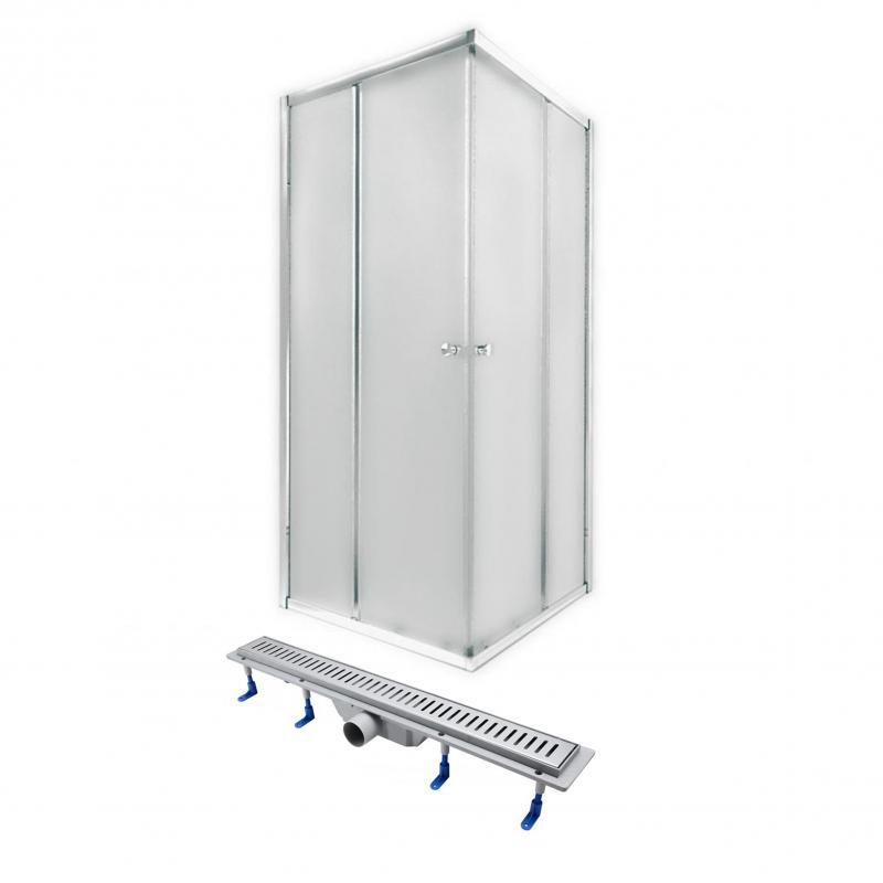 Душова кабіна Q-tap PRESTO CRM1099SP5 90x90х185 см без піддону хром + QT Dry FA304-700 Лінійний трап