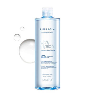 Міцелярна вода з гіалуроновою кислотою MISSHA Super Aqua Ultra Hyalon Micellar Cleansing Water 500ml