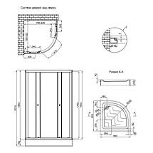 Душова кабіна Lidz Latwa SC 80x80 SAT.LOW.FR + низький піддон KAPIELKA скло Frost 4 мм, фото 3