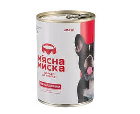 Корм вологий для дорослих собак М'ясна миска паштет з яловичиною 415 г