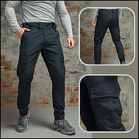 Качественные тактические брюки темно синие из рип-стоп ткани, штаны демисезонные полевые L ZSY