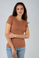 Женская футболка однотонная / поливискон 42, светло-коричневый