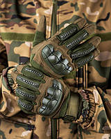 Перчатки тактические штурмовые олива Полнопалые закрытые перчатки для военных хаки