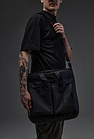 Стильная компактная сумка-шопер, дорожная плечевая черная почтальёнка сумочка