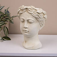 Кашпо-статуетка з бетону голова дівчини 22 см