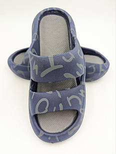 Шльопанці чоловічі літні,  пляжні легкі  камуфляж букви 100% EVA, синій