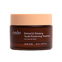 Антивіковий крем для обличчя, шиї та зони декольте з ретинолом та женьшенем Ondo Beauty 36.5 Retinol & Ginseng