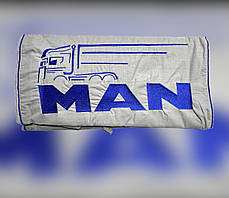 Постіль МАН комплект постільної білизни для водія великовантажного автомобіля MAN комбінація кольорів сірий (основний)-синій