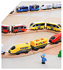 Електричний локомотив з вагонами Iekool, 3+ (Brio, Ikea) Жовтий, фото 2