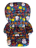 Чохол DavLu на стільчик для годування Bambi M 3233 сніговики на темно-синьому (000038)