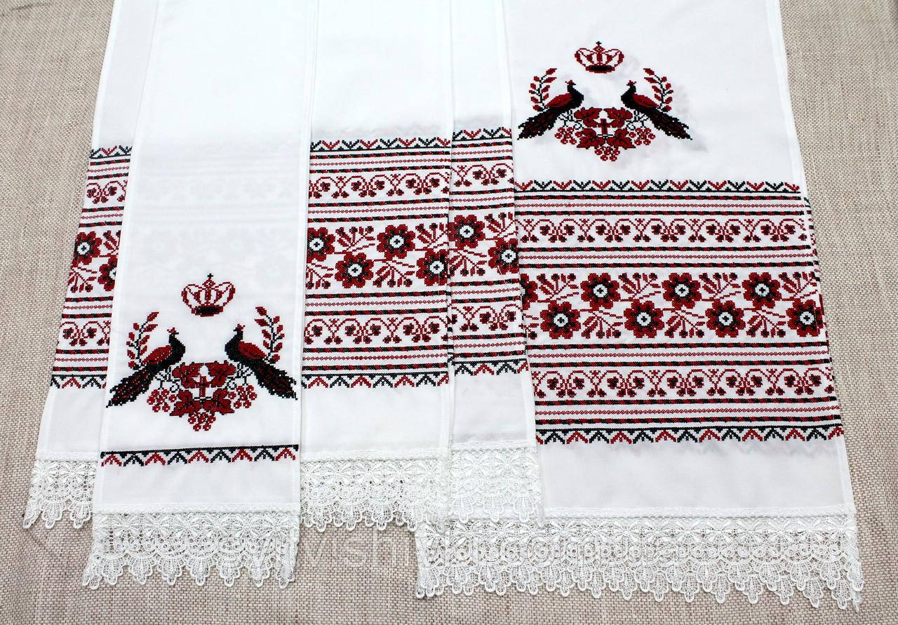 Весільні рушники вишиті "Павичі" (4 рушники + 4 серветки )