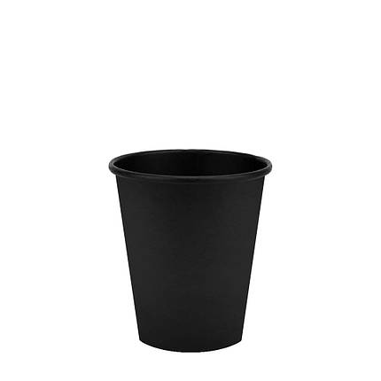 Стакан паперовий одноразовий чорний для кави та чаю 175 мл Black edition Ø70 мм, фото 1