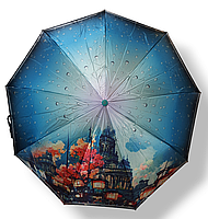 Зонт женский Пейзажи, города,полуавтомат, атласная ткань, антиветер, Frei Regen