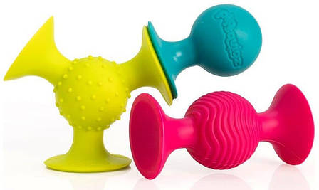 Набір сенсорних брязкальце Fat Brain Toys PipSquigz F089ML силіконові брязкальця 3 шт, фото 1