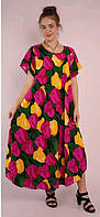 Женское лёгкое штапельное платье-сарафан батального размера XL-4XL (50-56) Короткий