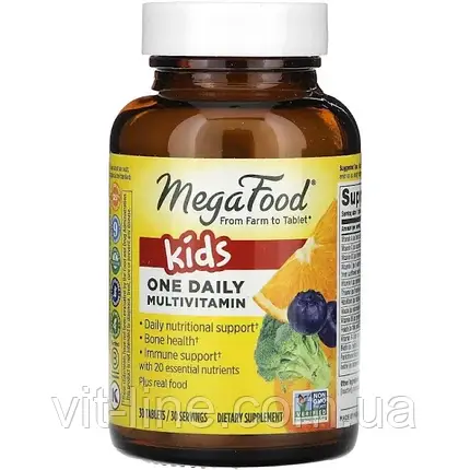 MegaFood мультивітаміни для дітей для прийому раз на день 30 таблеток, фото 2
