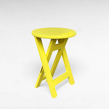 Жовтий дерев'яний складаний табурет для кухні Розкладний табурет з натурального дерева Складаний стільчик