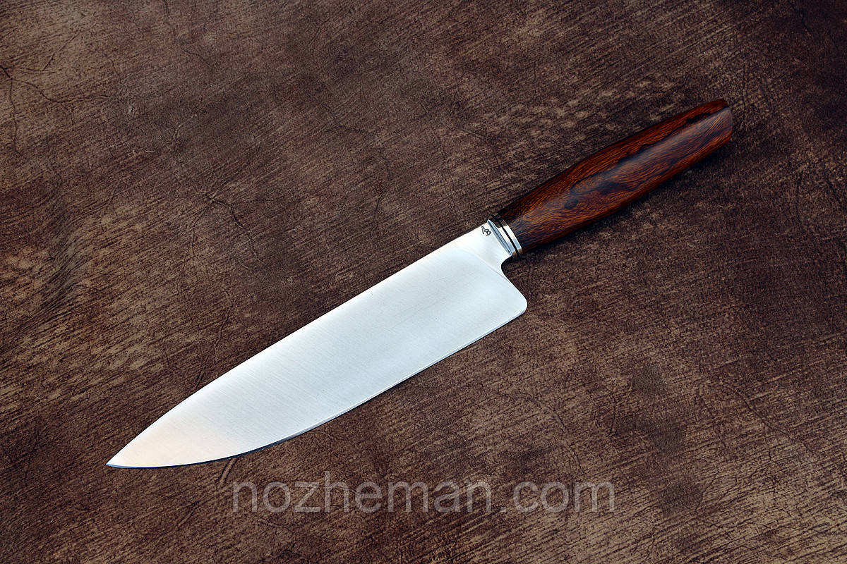 Ніж кухонний Шеф №7 ручної роботи, з нержавіючої сталі N690 та рукояткою з айронвуду, чудовий подарунок кухареві, фото 1