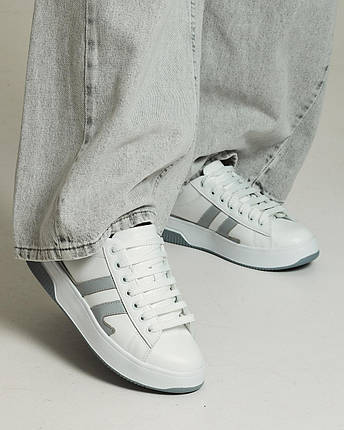 Кросівки жіночі Kento 15514 36 біло-сірі шкіра, фото 1