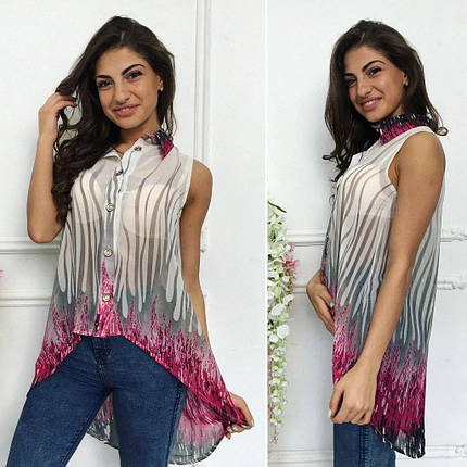 Жіноча блуза шифонова на ґудзиках розміри норма та батал, фото 2