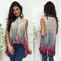 Жіноча блуза шифонова на ґудзиках розміри норма та батал, фото 3