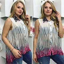 Жіноча блуза шифонова на ґудзиках розміри норма та батал, фото 4