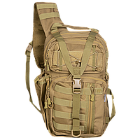 Однолямочный тактический рюкзак со скрытым отделением для оружия Camotec TCB Coyote, военный рюкзак 20л sux