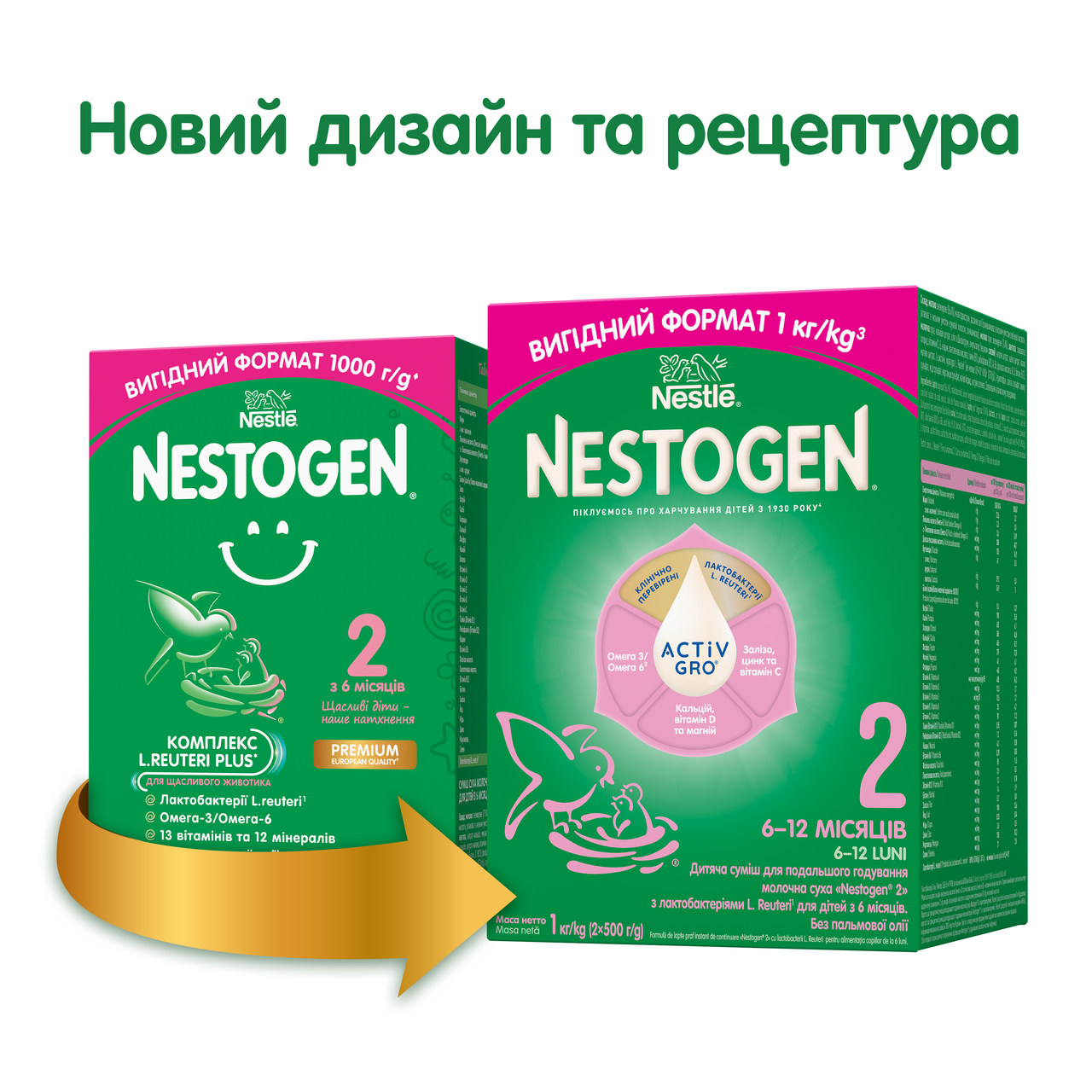 Nestogen 2 Cуміш молочна сухаз лактобактеріями L. Reuteri для дітей з 6 місяців, 1000 г