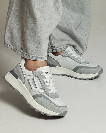 Кросівки із сіткою Lonza 185155 36 біло-сірі замші текстиль, фото 1