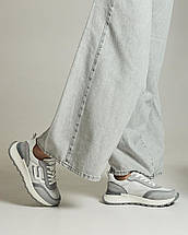 Кросівки із сіткою Lonza 185155 36 біло-сірі замші текстиль, фото 2