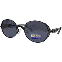 Круглые солнцезащитные очки черные в металлической оправе