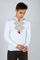 Вышиванка на мальчика белая с длинным рукавом (подросток), кофта белая на подростка с вышивкой