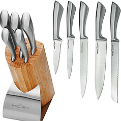 Набір ножів із нержавіючої сталі в дерев'яній підставці Profi Cook PC-MBS 1055