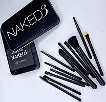 Набір пензлів для макіяжу 12 шт Naked 3 чорнийEStyle