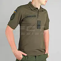 Тактична футболка Поло CoolPass олива з нанесенням НГУ
