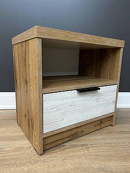 Тумба приліжкова 45/45/32 см ящик та відкрита полиця Дуб аппалачі з аляскою