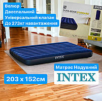 Надувний матрац 203х152х25см Intex AirBed 64756 велюр двоспальний