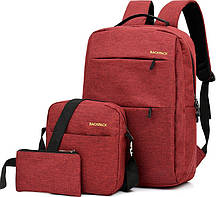 Універсальний дорожній набір MADORU рюкзак, сумка, гаманець, червоний AVADONA
