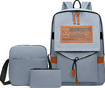 Універсальний набір MADORU для міста та школи рюкзак, сумка, гаманець, синій AVADONA