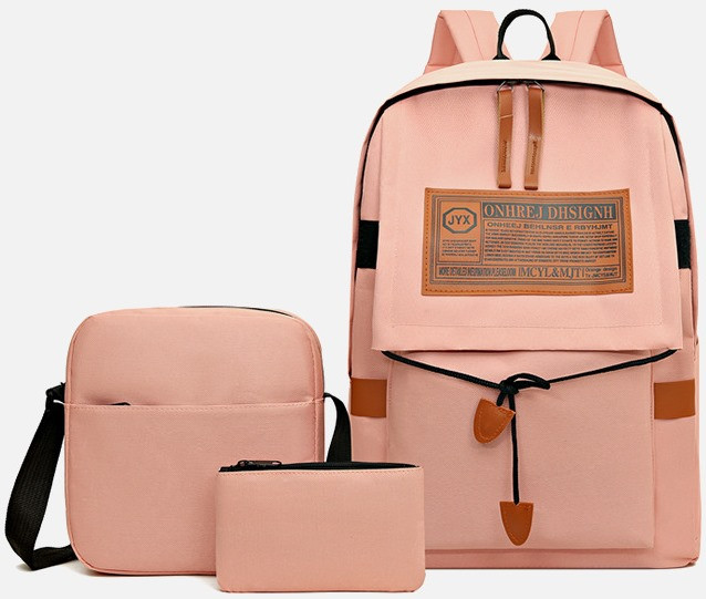 Універсальний набір MADORU для міста та школи рюкзак, сумка, гаманець, рожевий AVADONA, фото 1