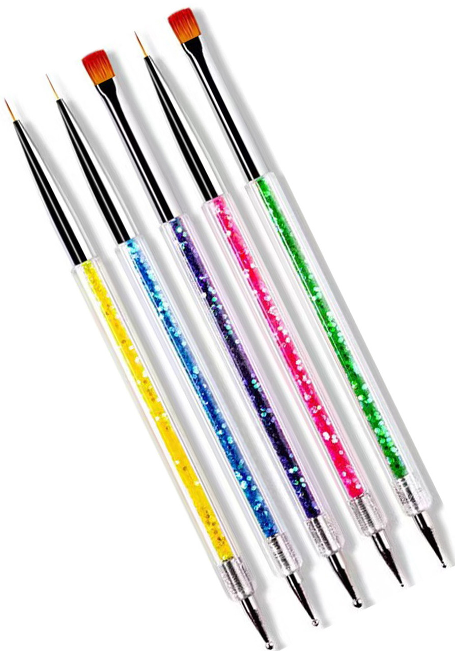 Набір пензлів для дизайну та моделювання нігтів Lpnails + дотс 5 штEStyle