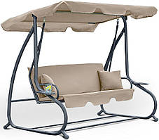 Гойдалка садова King Garden Plus 3-місна Beige + 2 подушки