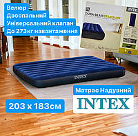 Надувний матрац 203х183х25см Intex AirBed 64756 велюр двоспальний