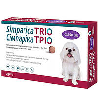 Simparica TRIO – жевательные таблетки от глистов, блох и клещей для собак весом 2,5 кг – 5 кг 1 табл.