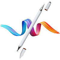 Стилус ручка для письма и рисования 2в1, Белый / Активный стилус для планшета / Стилус для телефона