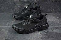Puma мужские весенние/осенние черные кроссовки на шнурках.Демисезонные мужские кожаные кроссы